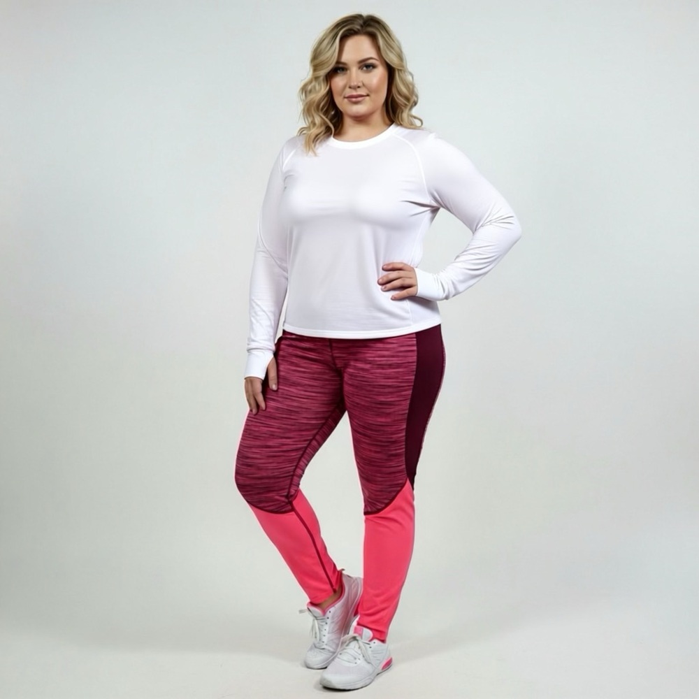 Old Navy Active Burgundy Leggings Pink Lining Athleisure Wear size Large